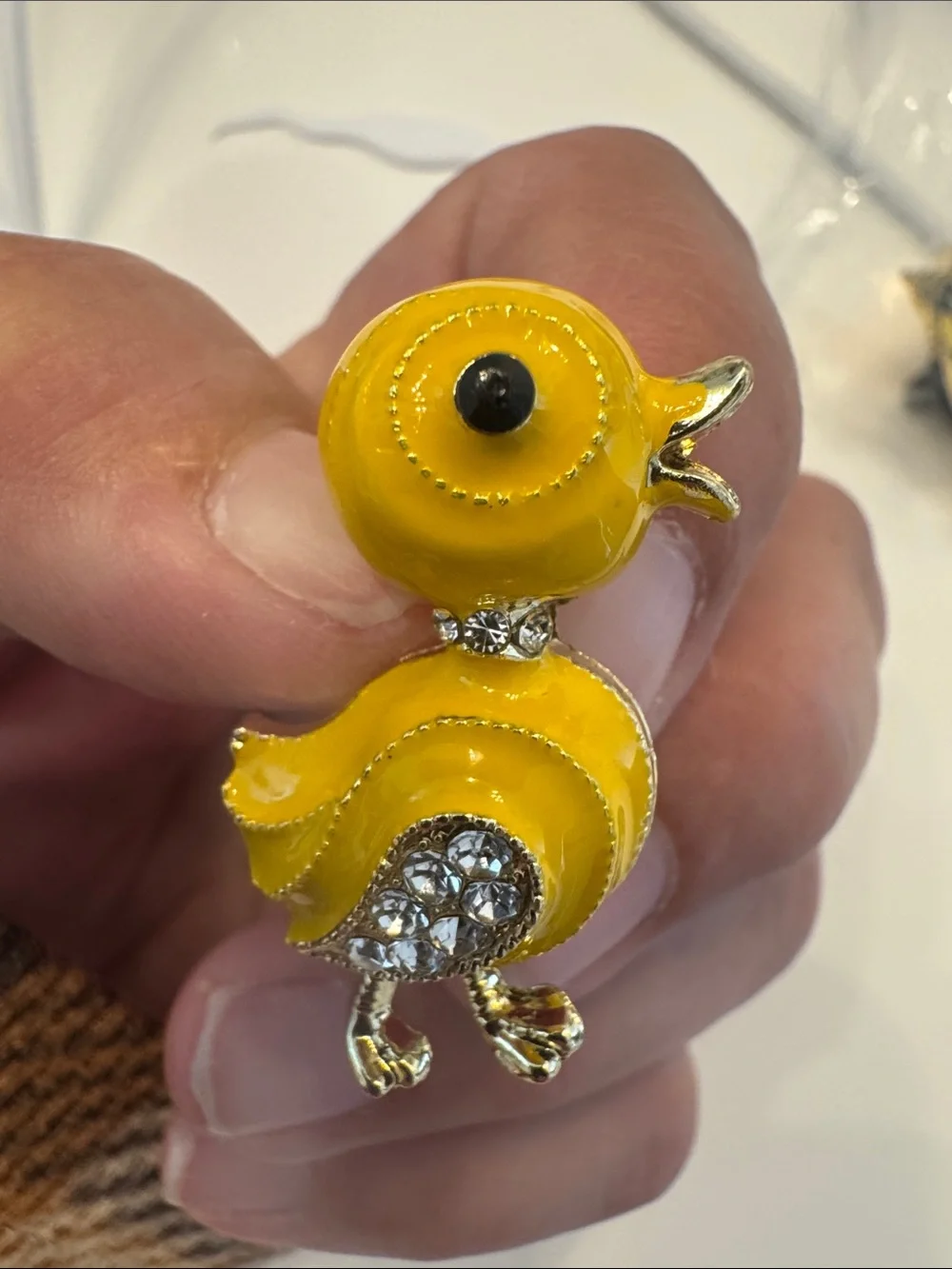 Yellow Crystal Accent Bird Brooch - Stylish Pet Bird Jewelry